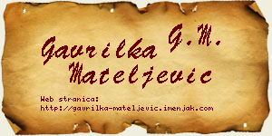 Gavrilka Mateljević vizit kartica